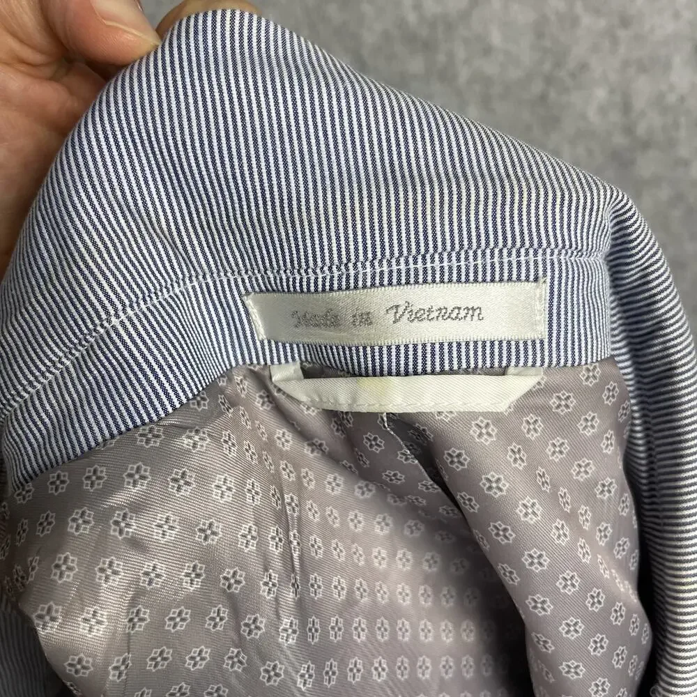 Chaps Ralph Lauren Blazer Mens 44R Blue Striped Cotton Nautical Coastal Preppy